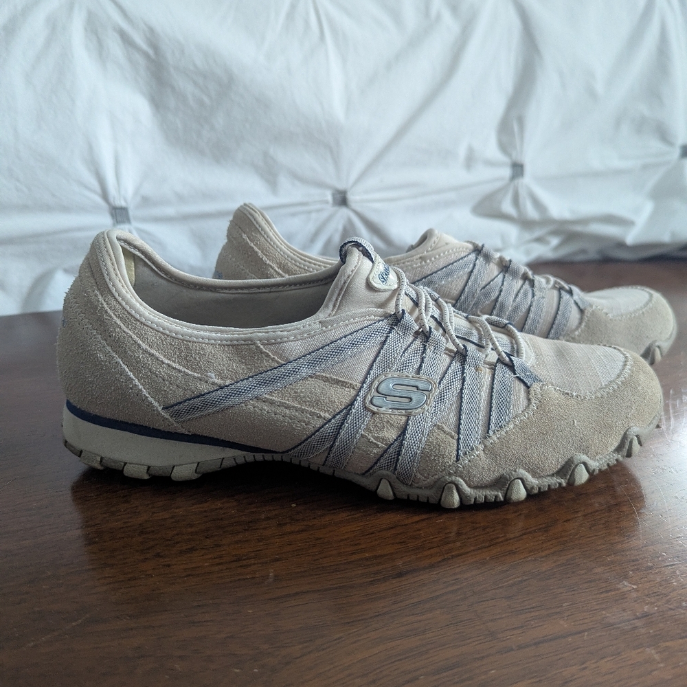 Skechers Gray And blue Slipon Sneakers, Size 7.5